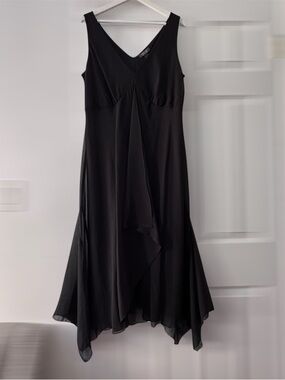 Dressbarn Black Chiffon Long Dress Womens Plus Size 16W Flowy NWT Formal Evening